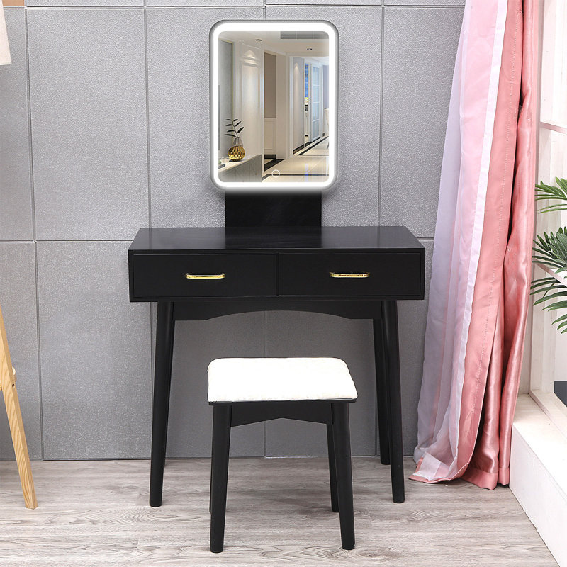Mercer41 LED Mirror Makeup Vanity Dressing Table Set With Stool